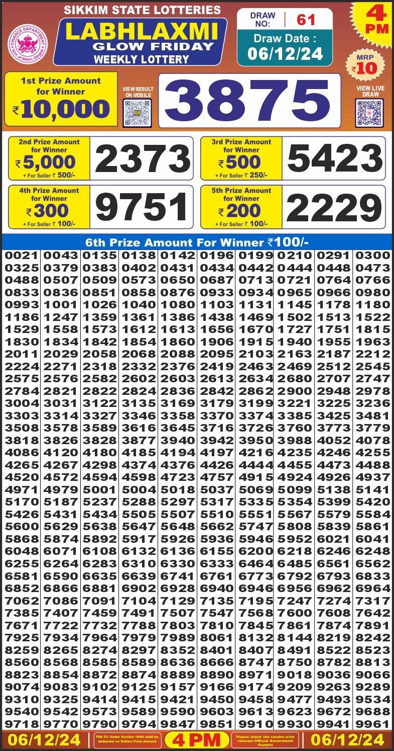 Everest Result Today Dear Lottery Chart