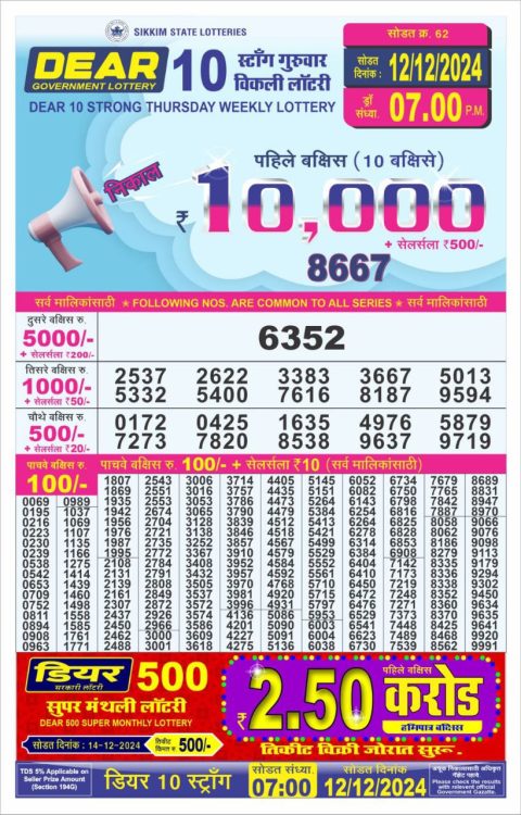 Everest Result Today Dear Lottery Chart