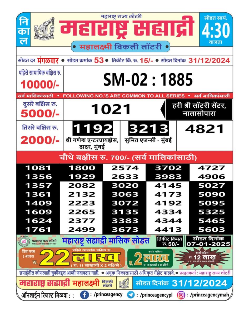 Everest Result Today Dear Lottery Chart