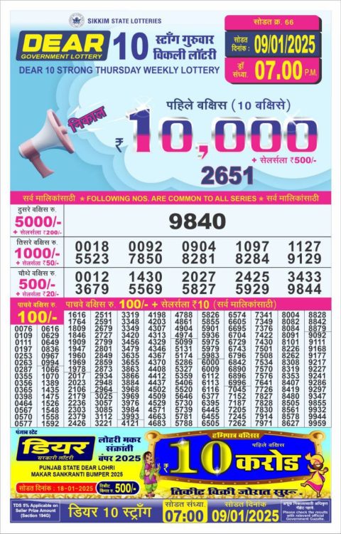 Everest Result Today Dear Lottery Chart