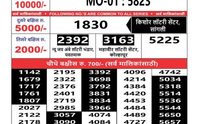Maharashtra mohini weekly lottery result 19.1.25