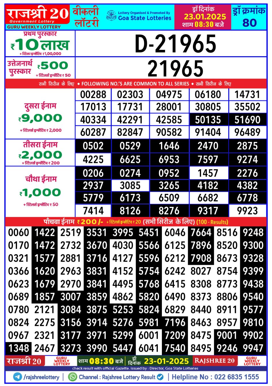 Everest Result Today Dear Lottery Chart
