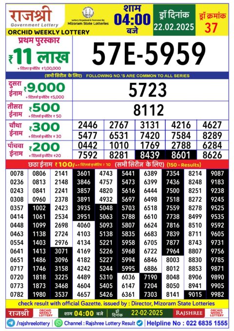 Everest Result Today Dear Lottery Chart