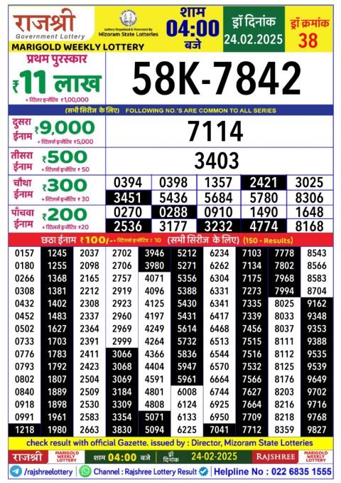 Everest Result Today Dear Lottery Chart