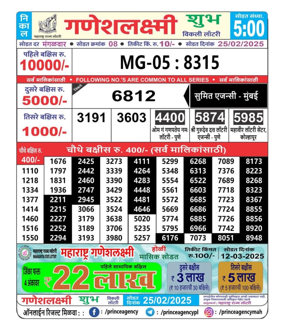 Everest Result Today Dear Lottery Chart