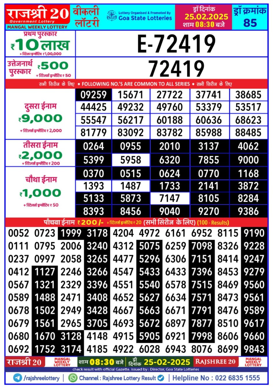 Everest Result Today Dear Lottery Chart