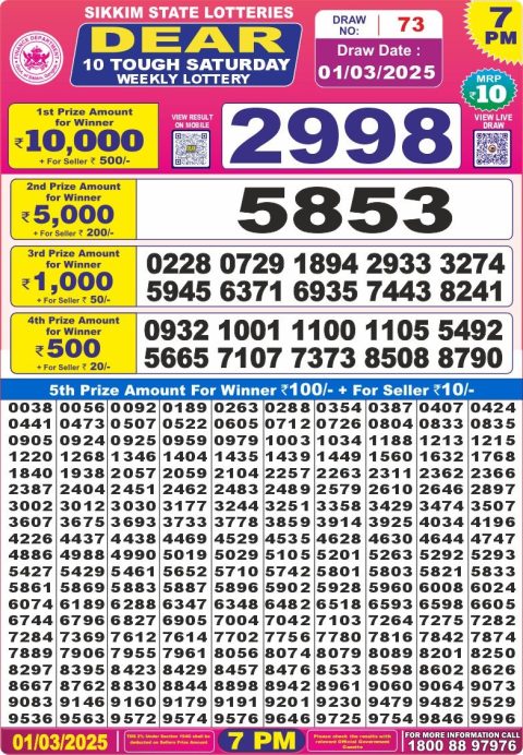 Everest Result Today Dear Lottery Chart