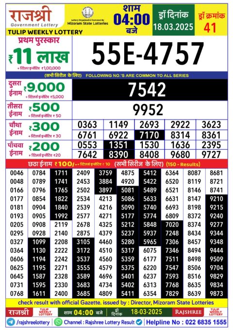 Everest Result Today Dear Lottery Chart