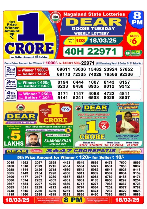Everest Result Today Dear Lottery Chart