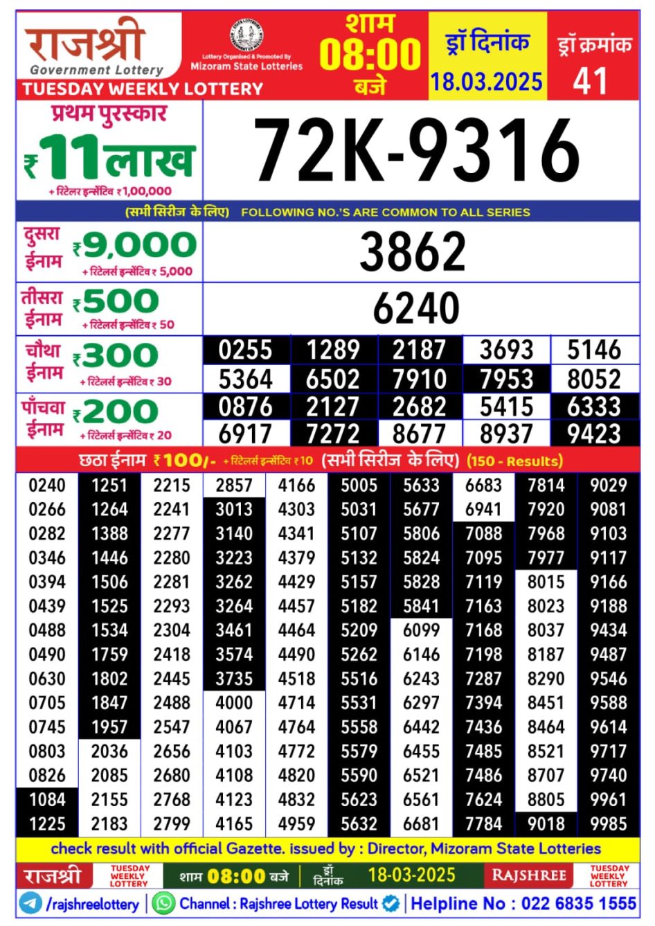 Everest Result Today Dear Lottery Chart