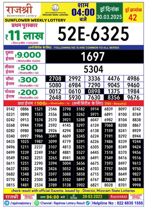 Everest Result Today Dear Lottery Chart