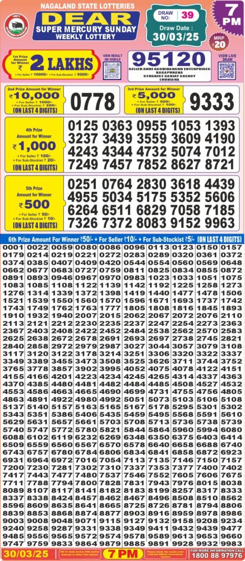 Everest Result Today Dear Lottery Chart