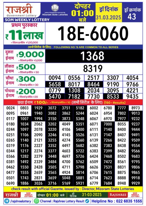 Everest Result Today Dear Lottery Chart