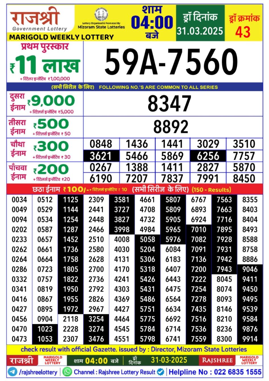 Everest Result Today Dear Lottery Chart