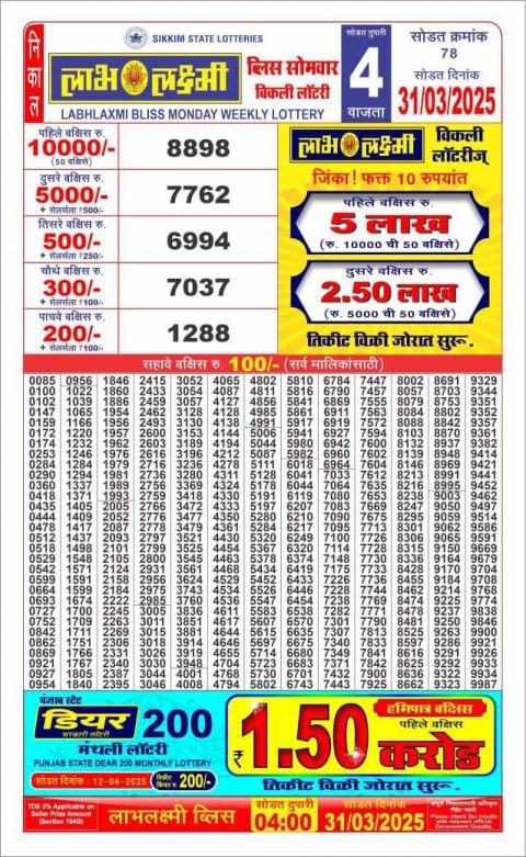 Everest Result Today Dear Lottery Chart