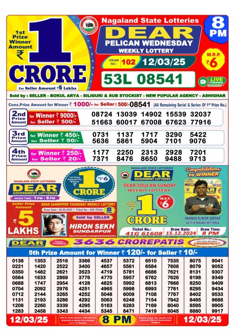 Everest Result Today Dear Lottery Chart