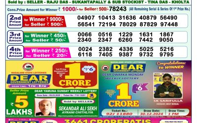 Dear lottery 1pm result 30.3.25