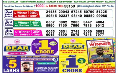 Dear lottery 6pm result 30.3.25