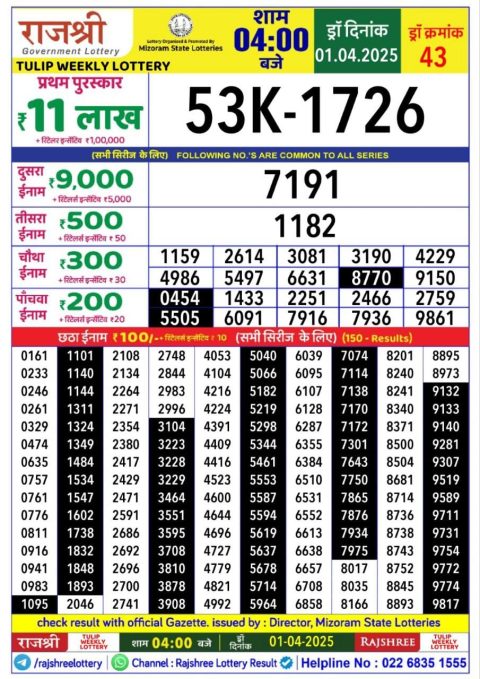 Everest Result Today Dear Lottery Chart