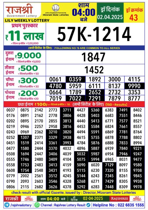 Everest Result Today Dear Lottery Chart