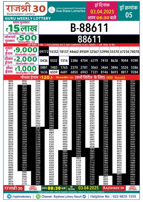 Everest Result Today Dear Lottery Chart