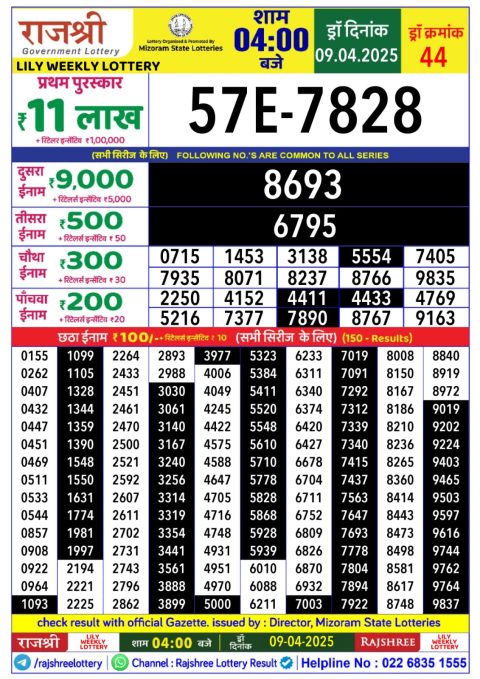 Everest Result Today Dear Lottery Chart