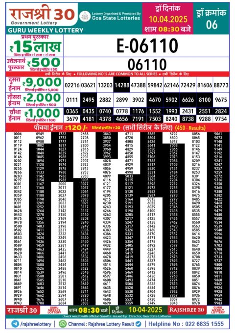 Everest Result Today Dear Lottery Chart