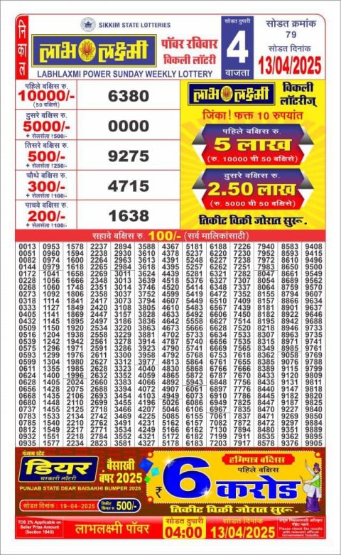 Everest Result Today Dear Lottery Chart