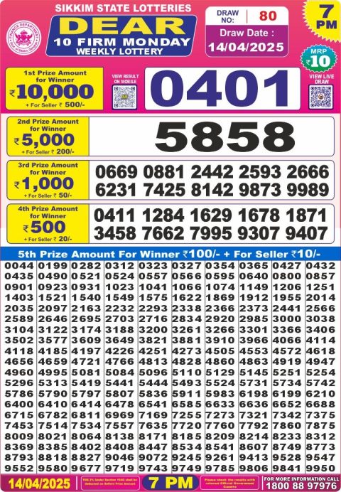 Everest Result Today Dear Lottery Chart