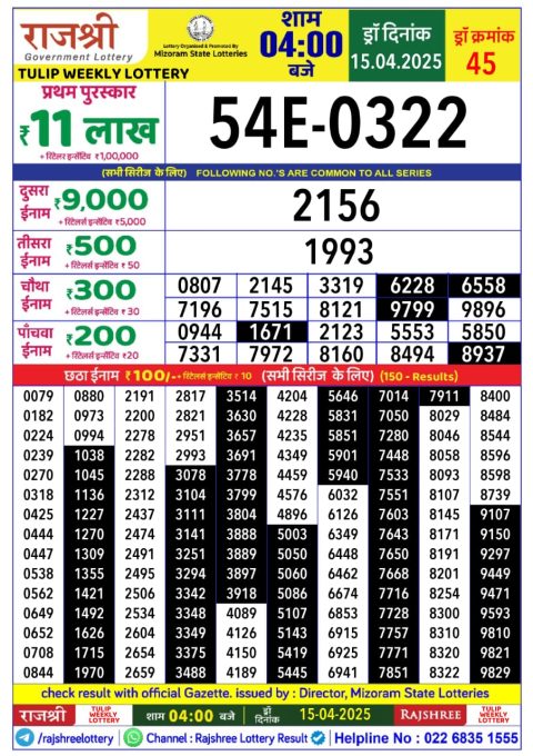 Everest Result Today Dear Lottery Chart