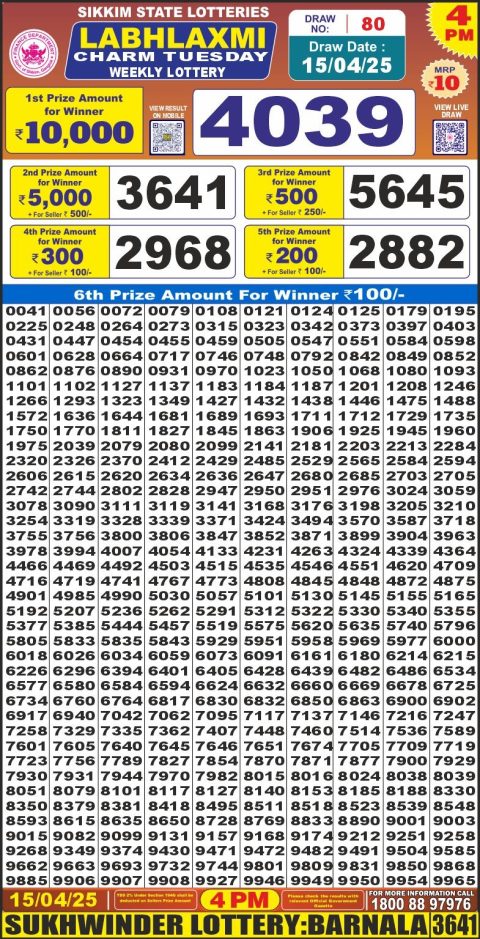 Everest Result Today Dear Lottery Chart