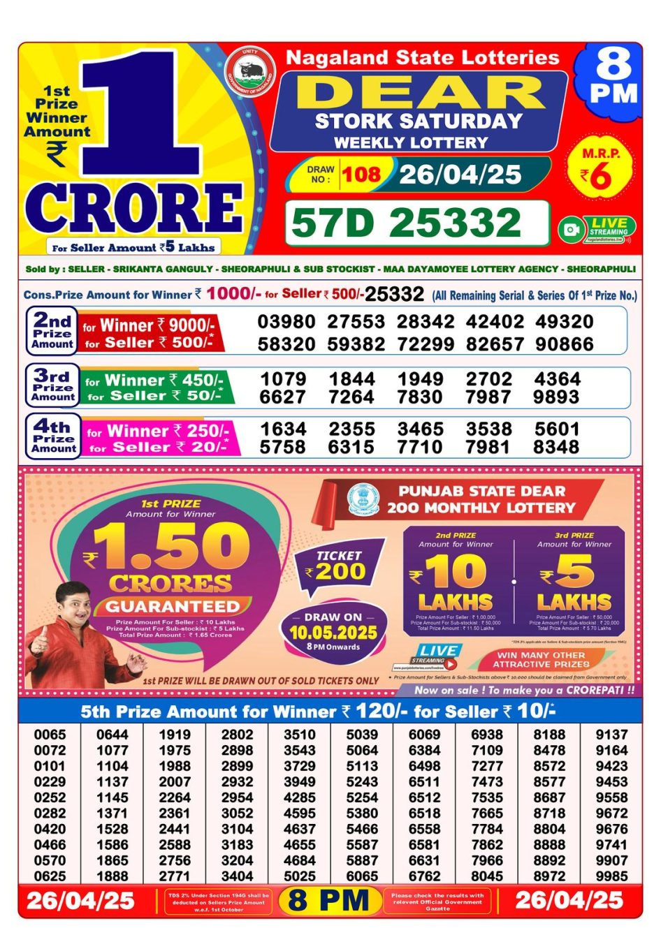 Everest Result Today Dear Lottery Chart