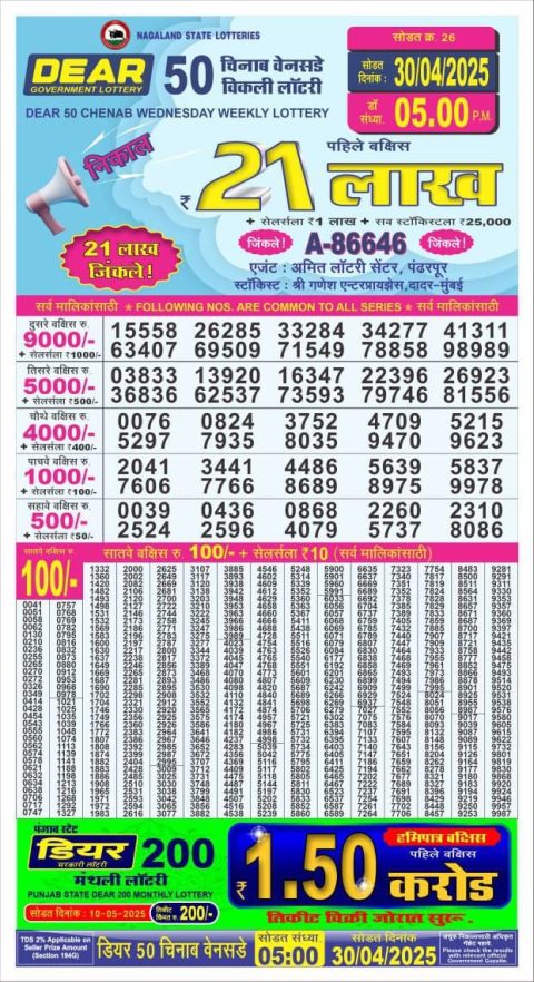 Everest Result Today Dear Lottery Chart