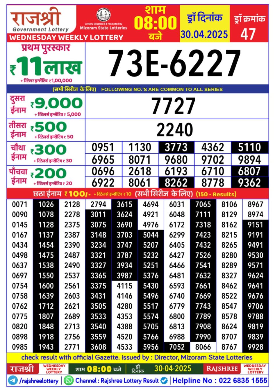 Everest Result Today Dear Lottery Chart