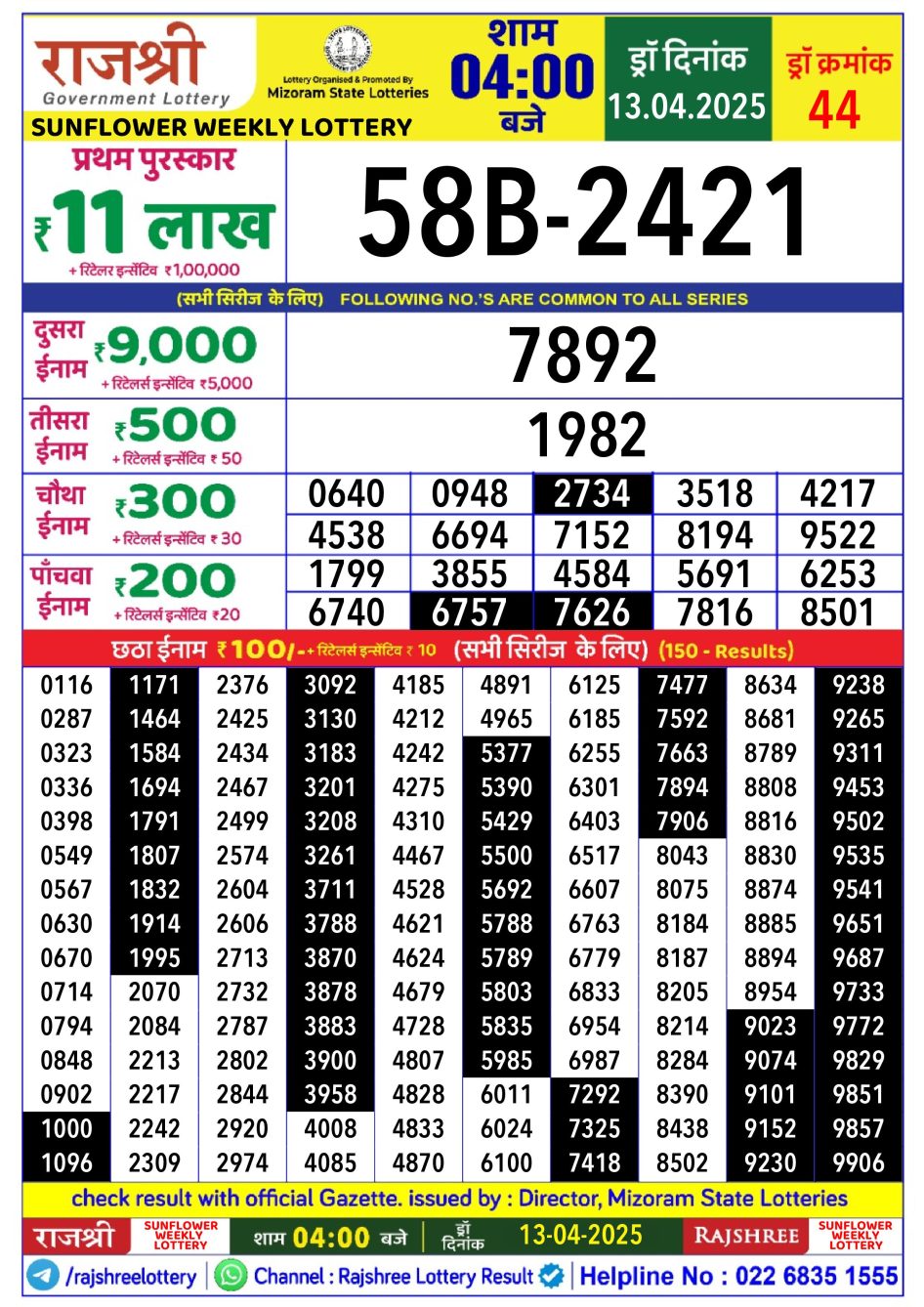 Everest Result Today Dear Lottery Chart