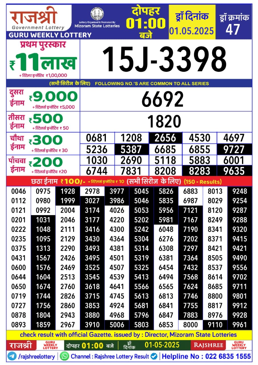 Everest Result Today Dear Lottery Chart