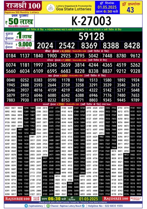 Everest Result Today Dear Lottery Chart