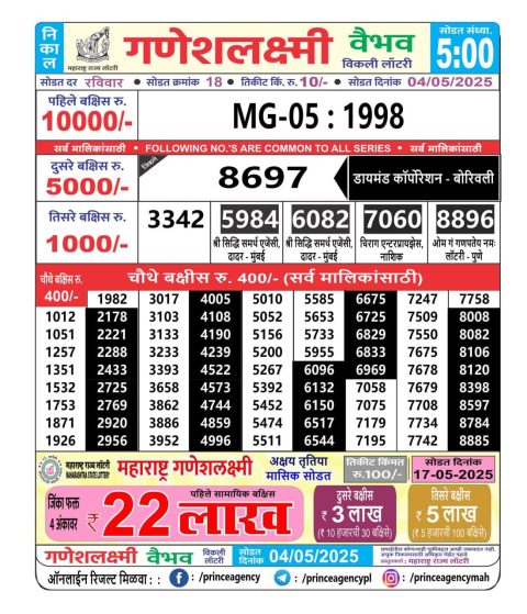 Everest Result Today Dear Lottery Chart