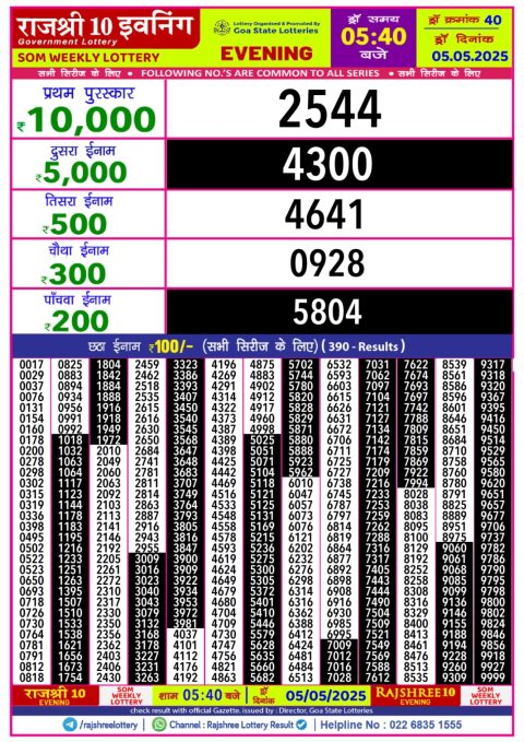 Everest Result Today Dear Lottery Chart