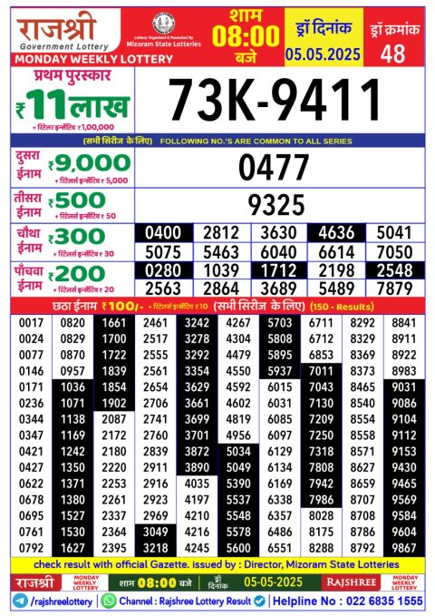 Everest Result Today Dear Lottery Chart