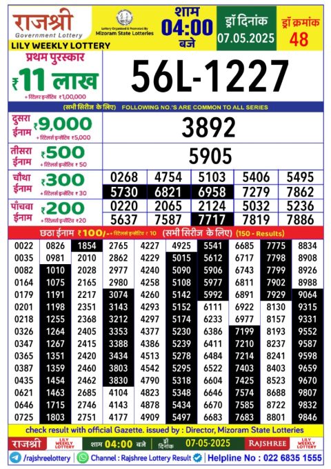 Everest Result Today Dear Lottery Chart