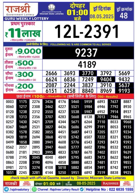 Everest Result Today Dear Lottery Chart