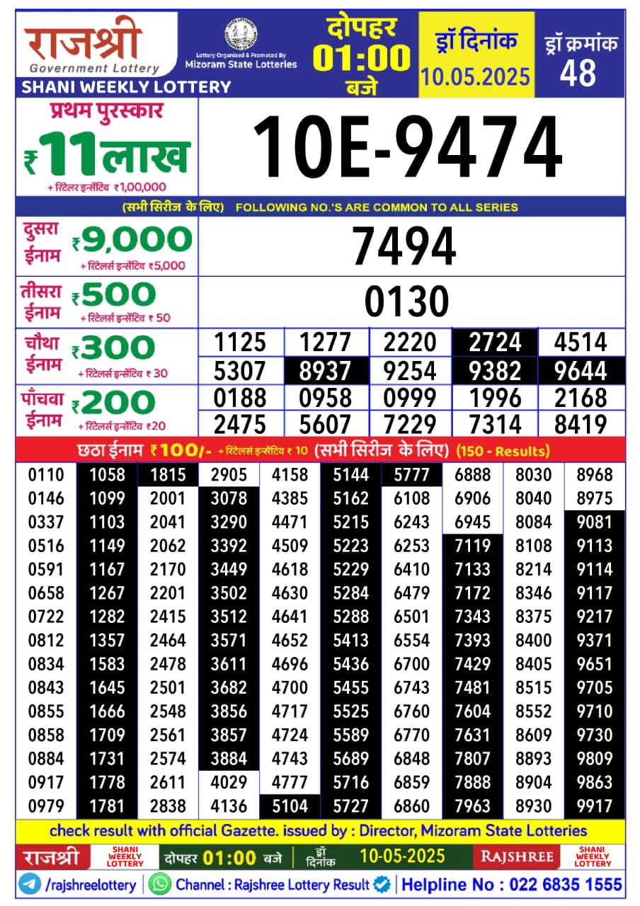 Everest Result Today Dear Lottery Chart