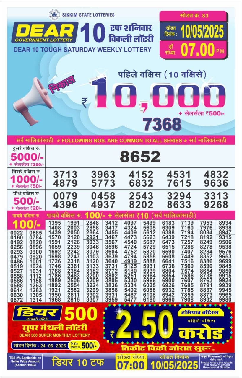 Everest Result Today Dear Lottery Chart