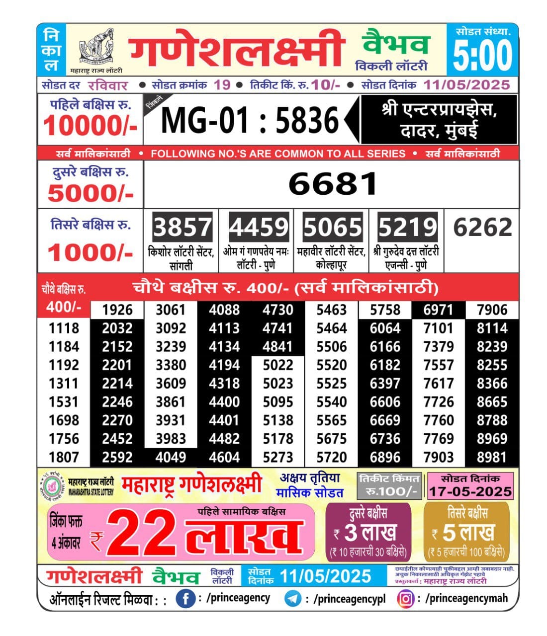 Everest Result Today Dear Lottery Chart
