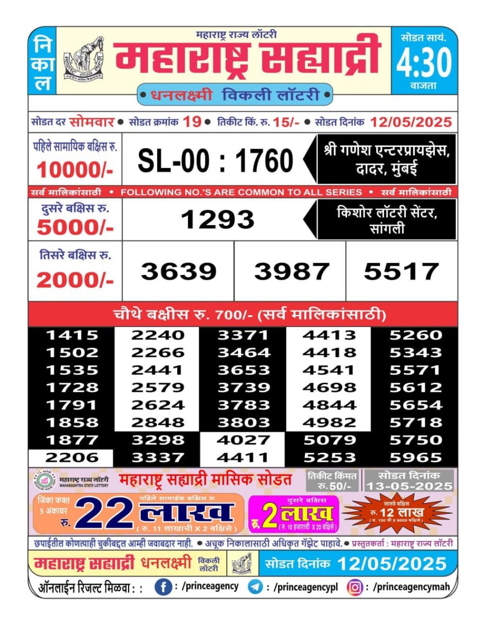Everest Result Today Dear Lottery Chart