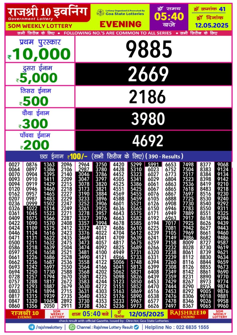 Everest Result Today Dear Lottery Chart