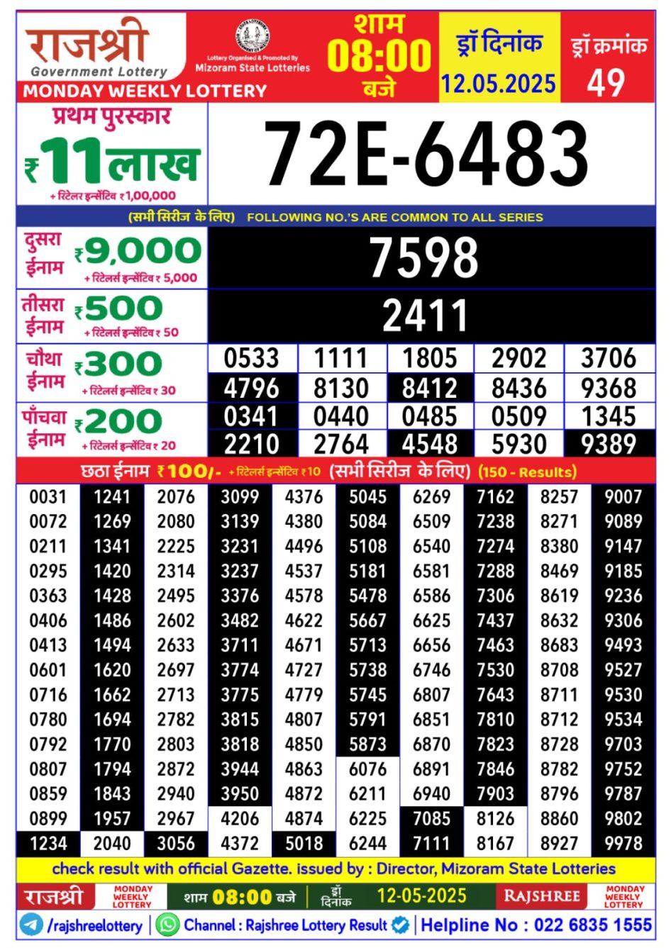 Everest Result Today Dear Lottery Chart