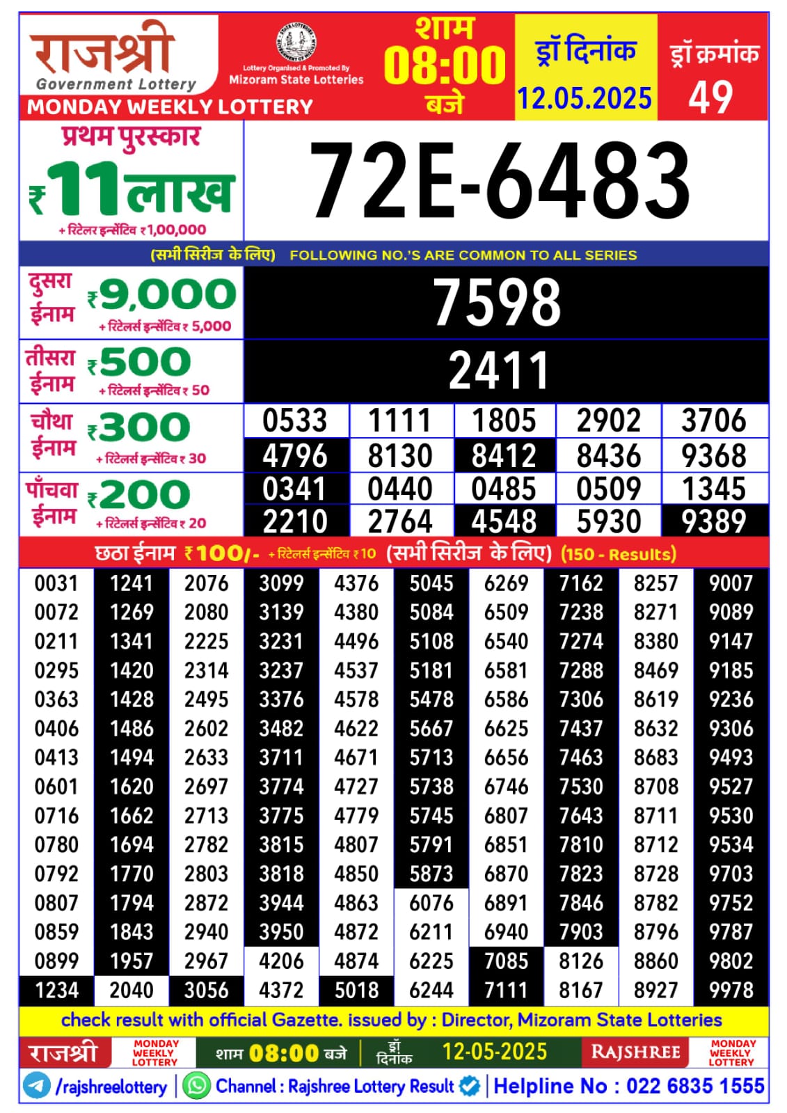 Everest Result Today Dear Lottery Chart