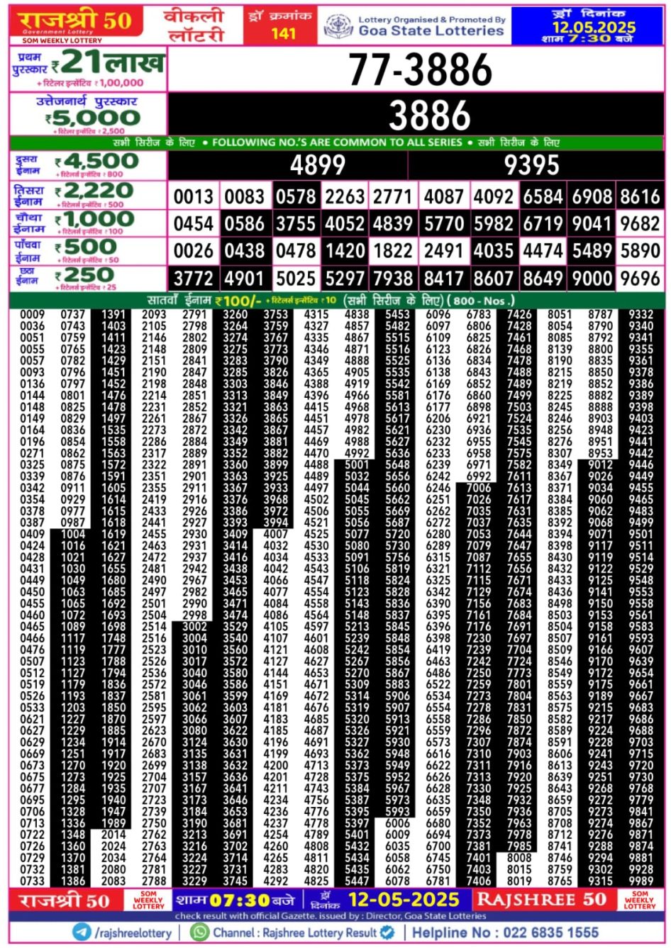 Everest Result Today Dear Lottery Chart